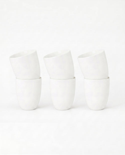 vtwonen - Basic - mokken zonder oor set van 6 - porselein - wit - 275 ml