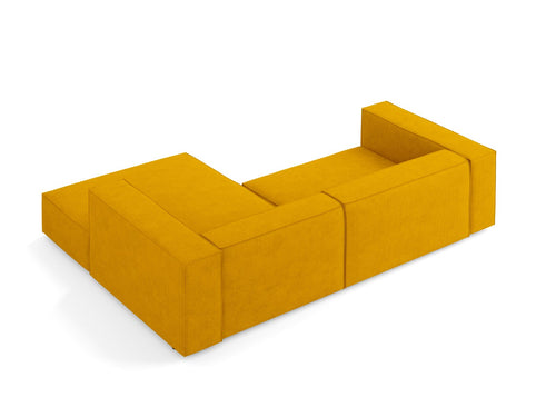 Cosmopolitan Design rechter hoekbank Arendal 3-zits, chenille met ribbeleffect, mosterd - 166x224x70cm