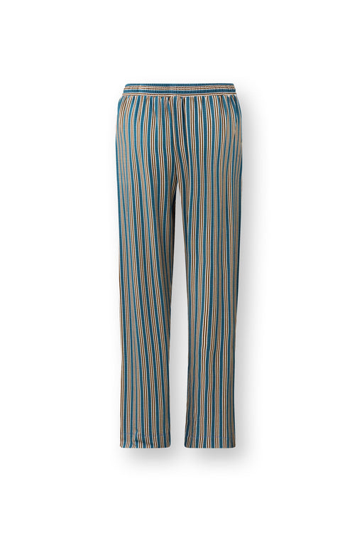 Pip Studio - Belin Pyjama Broek Dames - Kente Stripe - Blauw - XXL