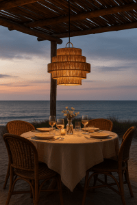 Grote Hanglamp PULAU Ø65 cm – Handgemaakte Plafondlamp van Natuurlijk Raffia – Trapvormige Boho Lamp voor Horeca, Eettafel of Interieur – Sfeervoll... - vtwonen shop