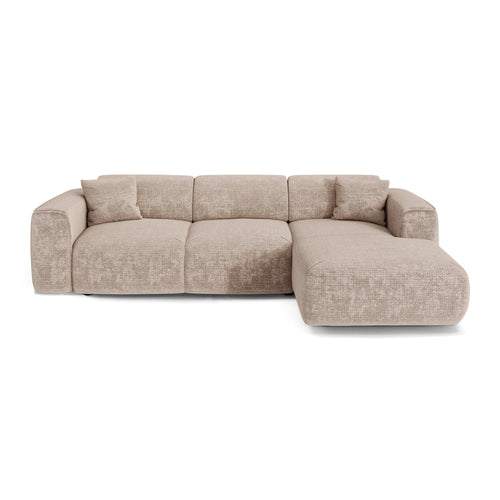 Sia Home - Hoekbanken YUMA - Fluweel met reliëf - Beige - 283cm