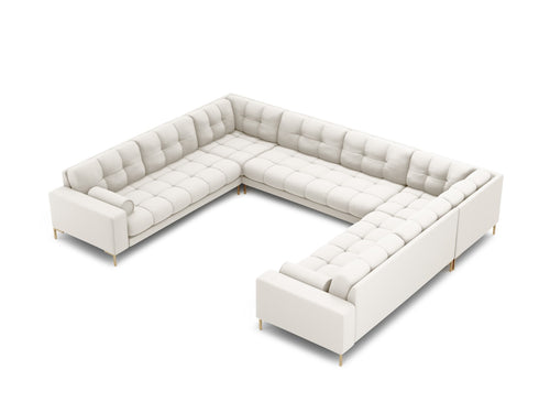 Cosmopolitan Design Panoramische bank Bali 9-zits, structurele stof, lichtbeige - 256x327x75cm