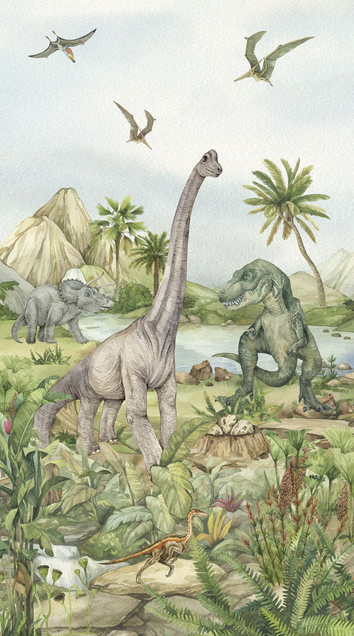 Sanders & Sanders fotobehang dinosaurussen grijs - 270 x 150 cm - 601223