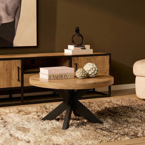 Starfurn Salontafel Dakota - Rond Naturel Hout - Ø80x40cm