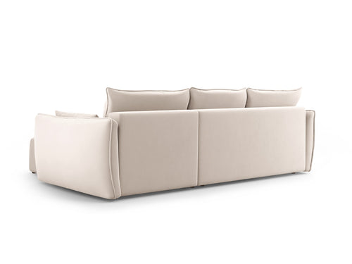 Cosmopolitan Design Uitklapbare hoekbank links met opbergdoos Matera 4-zits, flueel beige - 173x253x86cm