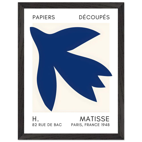 Artfulprints Poster met Lijst Matisse – Shapes in the air navy blue   - 30x40 cm - Blauw