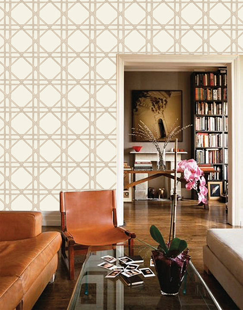 Catchii Behang Bamboo braided trellis groen - vtwonen shop