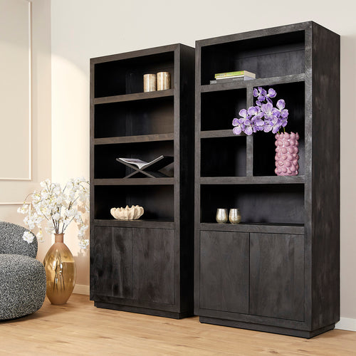 StarFurn Boekenkast Brussel - Zwart Hout - 90x45x200cm