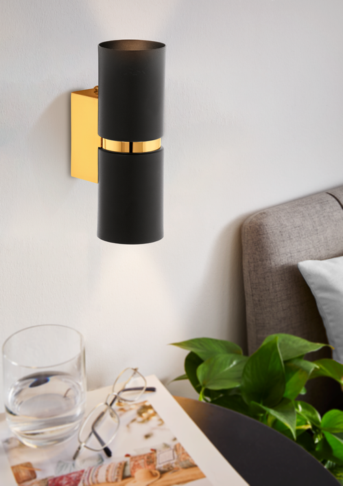 EGLO wandlamp Passa - 2 lichts - zwart, goud - vtwonen shop