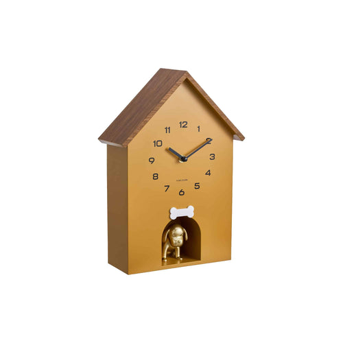 Karlsson wandklok Dog House - geel - 11.5x26.5x36.5cm