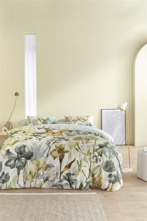 Beddinghouse Iris Field dekbedovertrek - Tweepersoons - 200x200/220 cm - Grijsgroen