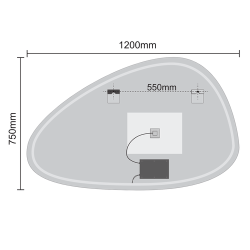 LOMAZOO badkamerspiegel Sevilla - met LED verlichting & spiegelverwarming - asymmetrisch - 120 x 75 cm