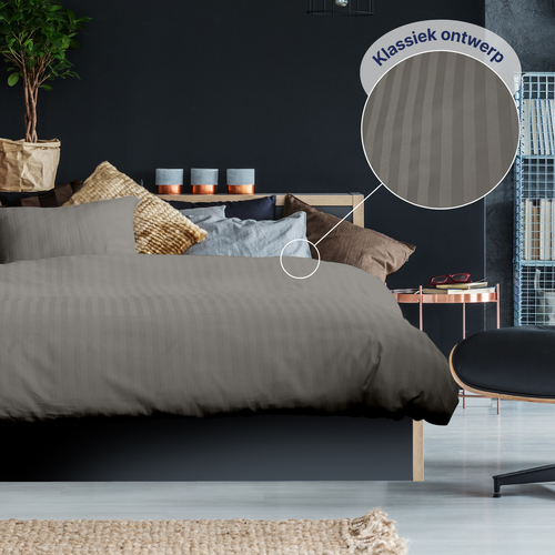 Ten Cate dekbedovertrek - 100% katoensatijn - 200x200/220 - taupe - vtwonen shop