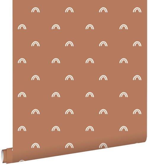 ESTAhome behang regenboogjes terracotta en wit - 50 x 900 cm - 139385
