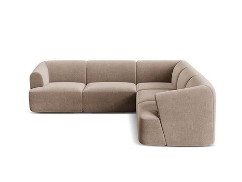 Cosmopolitan Design Symmetrische modulaire hoekbank Campi 6-zits, flueel donkerbeige - 255x255x70cm