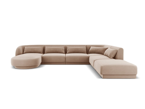 Cosmopolitan Design Panoramische hoekbank rechts Tulum 6-zits, flueel, beige - 255x330x70cm