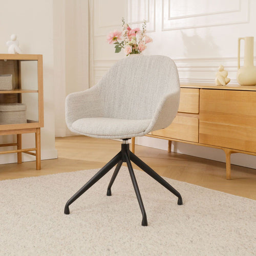 Nolon Nola-Mae Eetkamerstoel Beige Gemêleerd - Draaibaar Zwart Onderstel - vtwonen shop