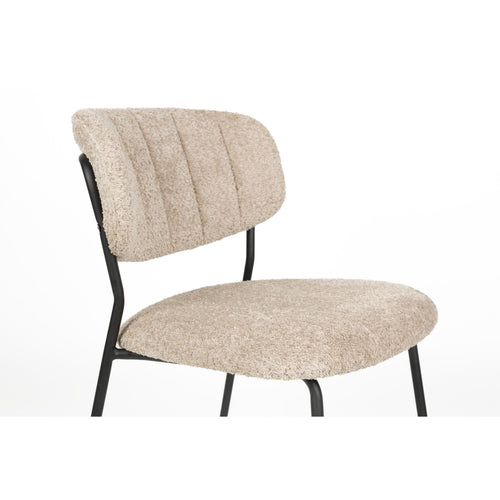 Housecraft Living Jolien Eetkamerstoelen Zwart/Beige Bouclé - Set van 2