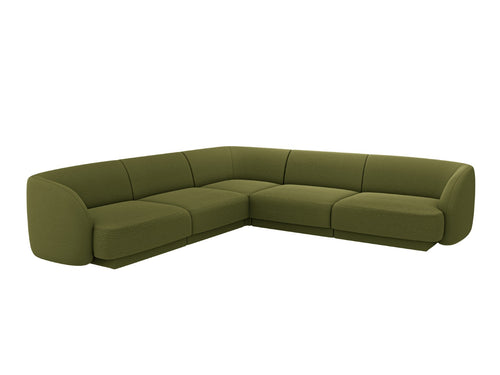 Micadoni Symmetrische hoekbank Miley 5-zits, boucle donker olijfgroen - 255x255x70cm
