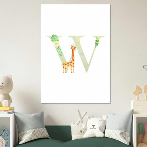 Artfulprints Poster Letter W kindernaam   - 70x100 cm - Meerkleurig