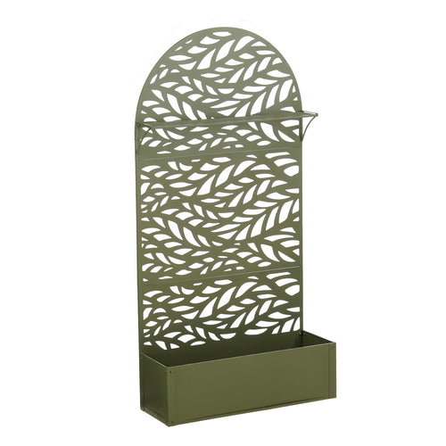 Mica Decorations Sapri Plantensteun - Plantenbak met Klimrek voor Klimplanten - Plantenstandaard Vrijstaand of tegen Muur - 90 x 33 x 180 cm - Groen