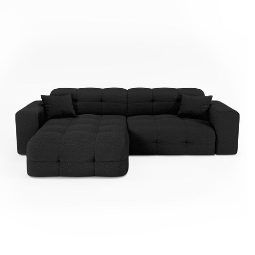 Premium Interiors - Hoekbank links COCOON - bouclé-stof donker antraciet 230cm