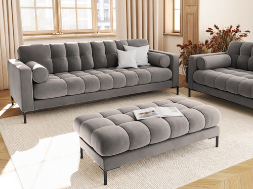 Cosmopolitan Design Bank Bali 2-zits, flueel, lichtgrijs - 62x133x40cm