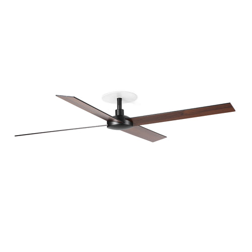 Faro Rudder Rudder inbouw plafondventilator 132 cm, matzwart, walnootkleurige bladen, 4 omkeerbare bladen
