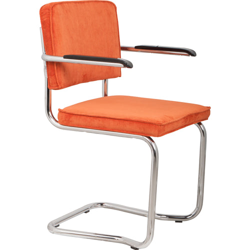 Zuiver Ridge Rib Kink Eetkamerstoelen met armleuning Oranje - Set van 2 - vtwonen shop