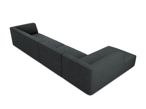 Micadoni linker hoekbank Ruby 5-zits, ribfluwelen, zwart - 180x366x69cm