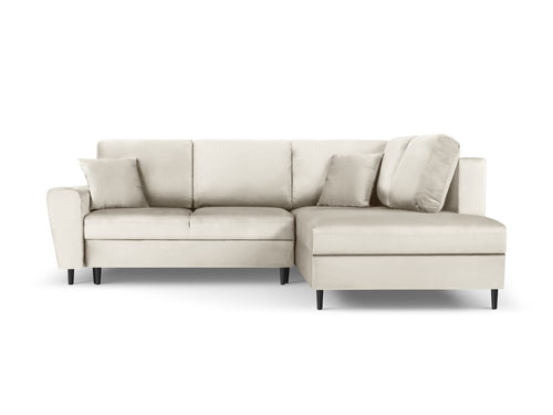 Cosmopolitan Design Converteerbare hoekbank rechts met opbergdoos Kyoto 5-zits, flueel, lichtbeige - 194x243x88cm