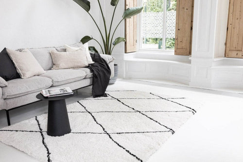 Interieur05 berber vloerkleed hoogpolig wit/zwart - scandinavisch - nea - 200 x 290 cm - vtwonen shop