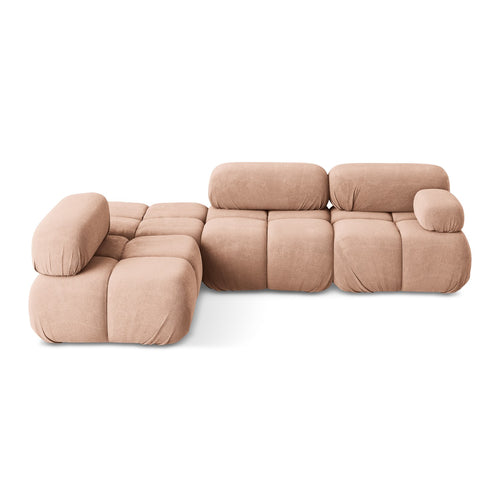 LaMiaSofa hoekbank links Sanremo - chenille stof - perzik - 285x190x70