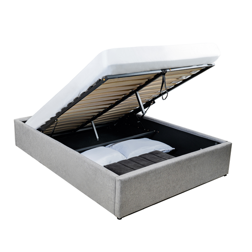 Calicosy - ALBA Bed met opbergruimte - Grijs - 152x204x36,5 cm