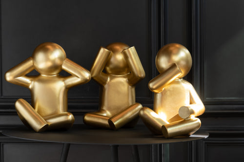 J-Line figuur P'tit Maurice Zittend Horen/Zien/Zwijgen - polyresin - goud - 3 stuks