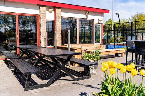 MaximaVida luxe aluminium picknicktafel Dex 200 cm zwart met exclusieve omlijsting - vtwonen shop