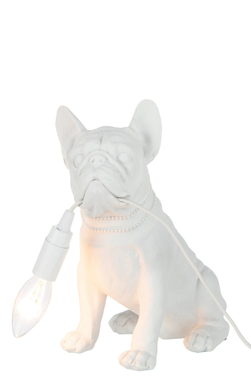 J-Line tafellamp Bulldog - polyresin - wit