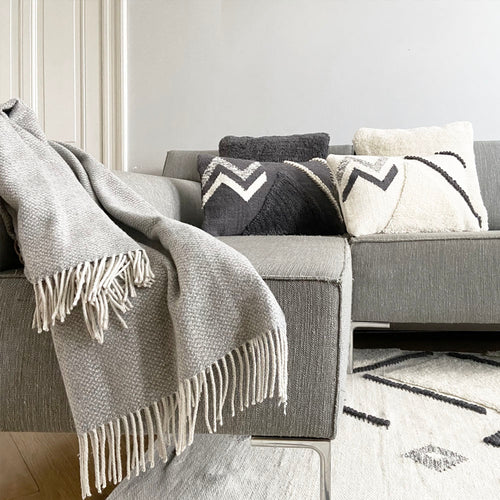 Malagoon plaid - structuur grijs - 130x170cm gerecycled wol