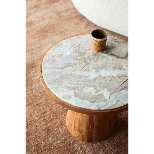 Housecraft Living Mees Salontafel Rond 50 cm Marmer/ Hout - Bruin