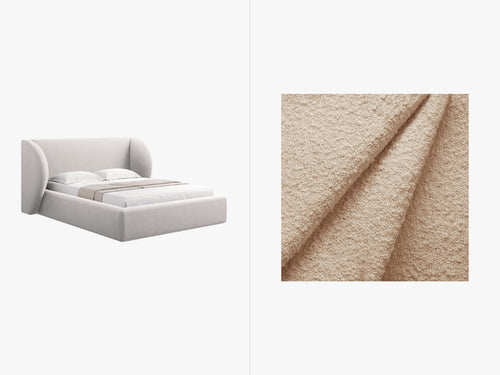 Micadoni Opbergbed met hoofdeinde Miley 200x160cm boucle donkerblauw - 230x207x100cm