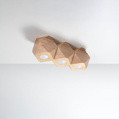 Sollux Lighting Plafondlamp WOODY 3 natuurlijk hout - 36x12x12cm
