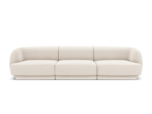 Micadoni Bank Miley 3-zits, flueel, lichtbeige - 90x255x70cm