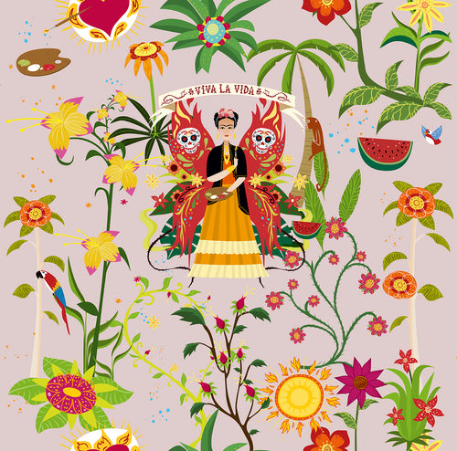 Walls4You behang tropische bladeren en bloemen oudroze en meerkleurig - 53 cm x 10 m - 640125