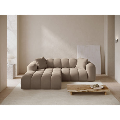 Cosmopolitan Design - Linker hoekbank Treno 3-zits, flueel cappuccino - 184x240x70cm
