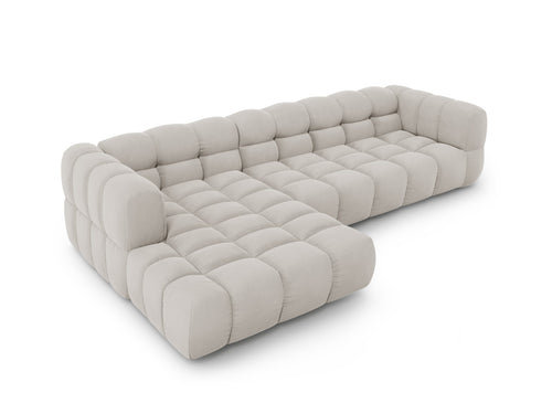 Cosmopolitan Design Modulaire hoekbank links Sky 4-zits, flueel, lichtbeige - 162x300x70cm