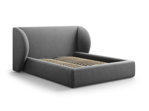 Micadoni Opbergbed met hoofdeinde Miley 140x200cm, flueel, grijs - 230x187x100cm