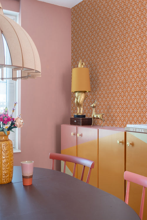 ESTAhome behang vintage bloemen oranje en roze - 50 x 900 cm - 131542 - vtwonen shop