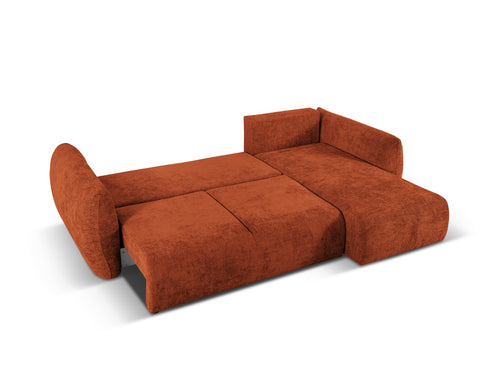 Cosmopolitan Design Converteerbare hoekbank rechts met opbergdoos Matera 4-zits, chenille, terracotta - 173x253x86cm
