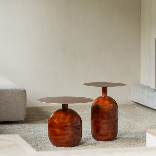 S|P Collection - Bijzettafel 50xH40cm metaal red clay Mio