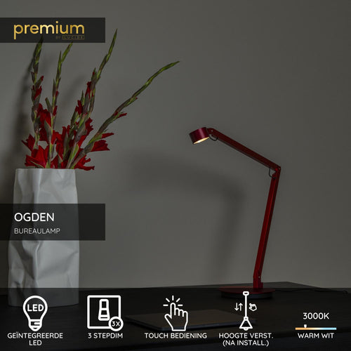Lucide bureaulamp OGDEN - Geïntegreerde LED - Rood